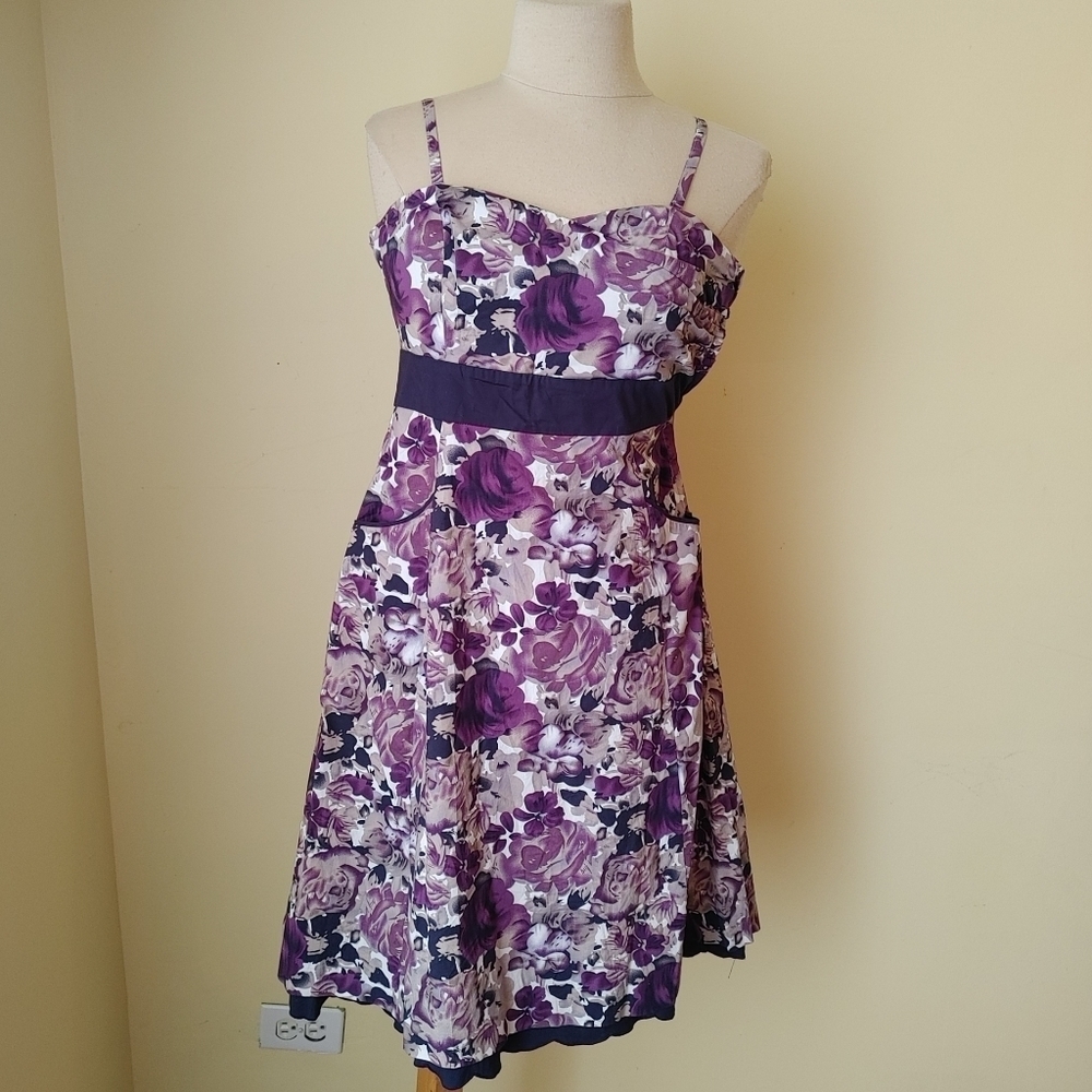 RW&CO. Floral print dress‎ Removable spaghetti straps size 6 purple and b…